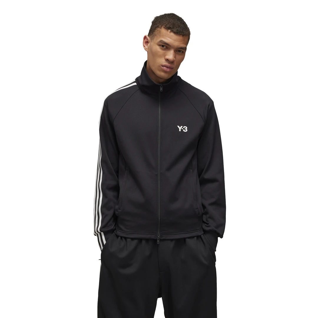 Y-3/Y-3（52-JF0668）黑色男款侧边三条杠休闲立领运动外套