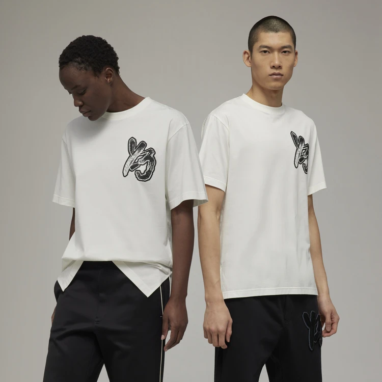 Y-3/Y-3Y-3（38-IM1791）白色涂鸦LOGO潮流街头时尚休闲短袖情侣T恤