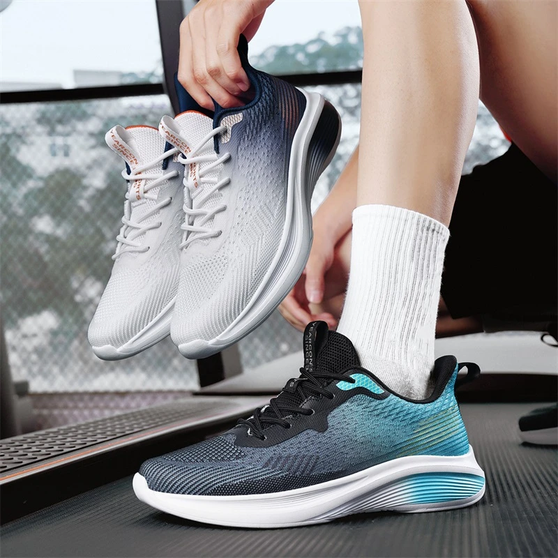 夏季男士透气百搭减震跑步鞋网面跑鞋软底时尚潮流