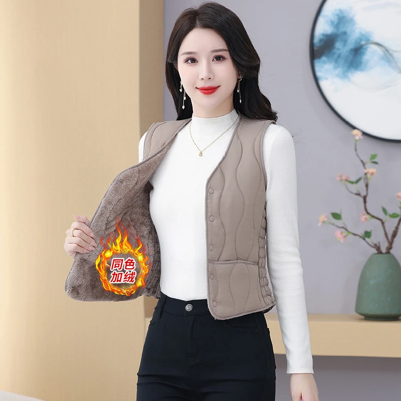 新款棉马甲女2025秋冬短款轻薄修身加绒保暖内胆显瘦百搭内穿坎肩