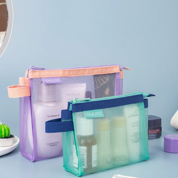 欧力益【拍1发3】A6化妆包A7多功能网纱收纳袋轻便透视A8口红包中包