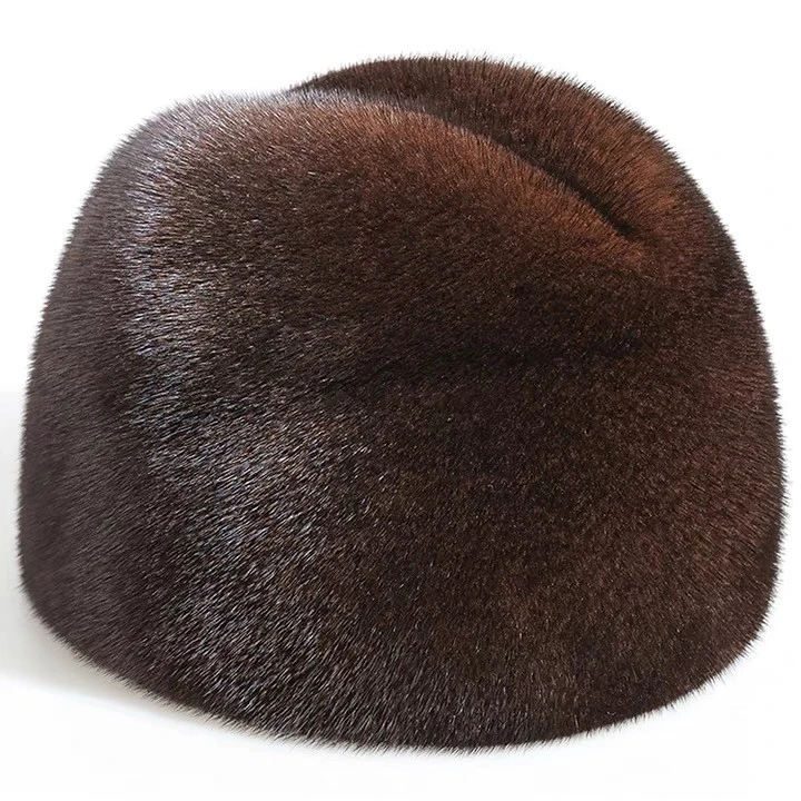 进口獭獭毛皮草男帽老年人绅士加厚保暖护耳帽地主帽中老年獭獭帽