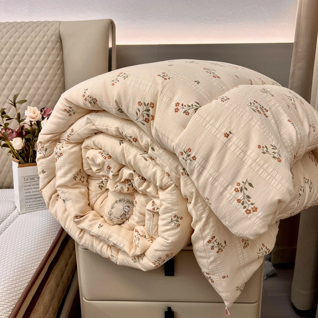 A类竹纤棉花色被子春秋被单双人学生宿舍非全棉纯棉大豆被芯家用