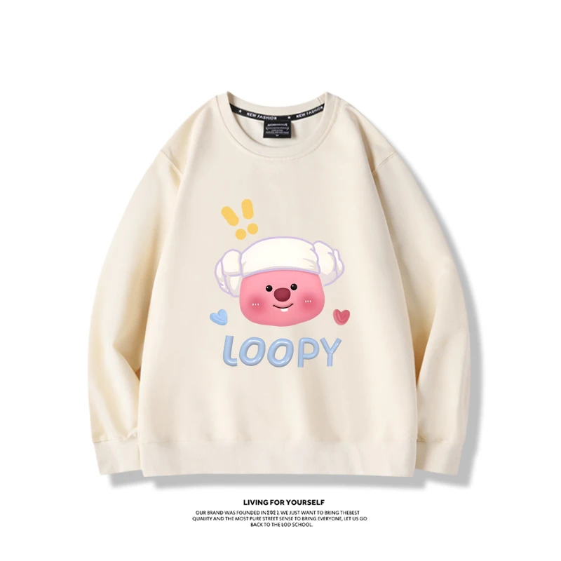 loopy小海狸草莓熊联名圆领卫衣赞萌露比表情包可爱男女长袖外套