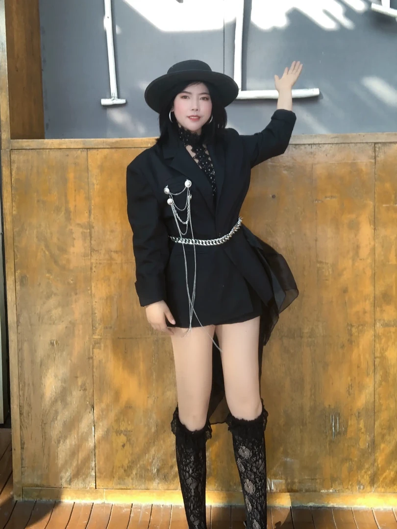 新款黑色气质拼接时尚西装外套设计感小众休闲外套