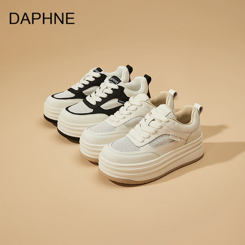 Daphne/达芙妮时尚百搭休闲鞋夏季透气板鞋小众厚底防滑ins低帮