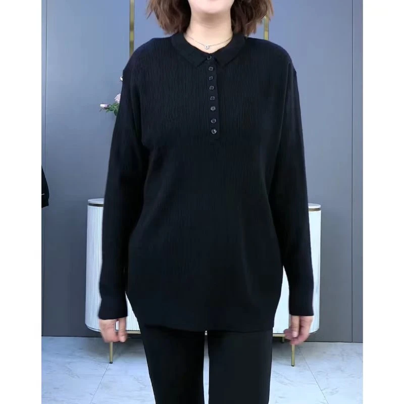 苏迷大码女装秋季上衣女2023新款遮肉显瘦长袖宽松针织衫QD257