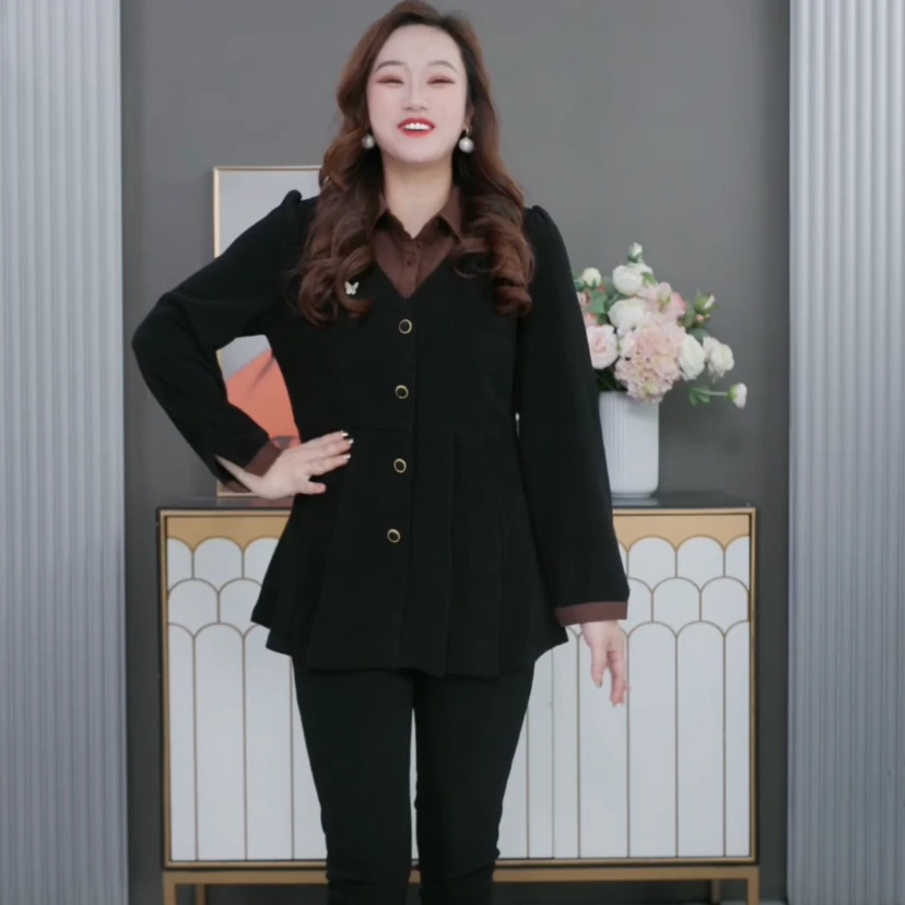 苏迷大码女装秋季新款气质收腰时尚显瘦宽松休闲洋气衬衫241153