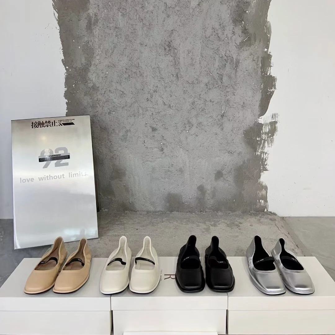 Mango丨Tree 新款时尚百搭休闲方头平底一脚蹬真皮浅口女士单鞋