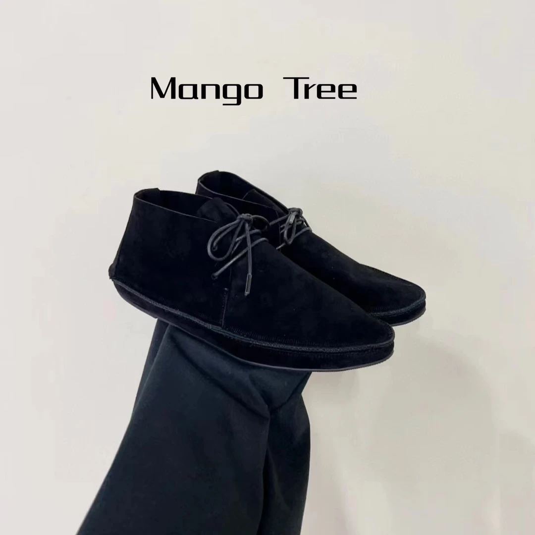 Mango丨Tree新款秋冬小众复古时尚百搭简约经典真皮平底深口单鞋