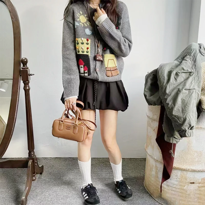 恋仓秋冬新款网红手工加厚纯羊毛针织衫外套女全羊毛开衫禁止机洗