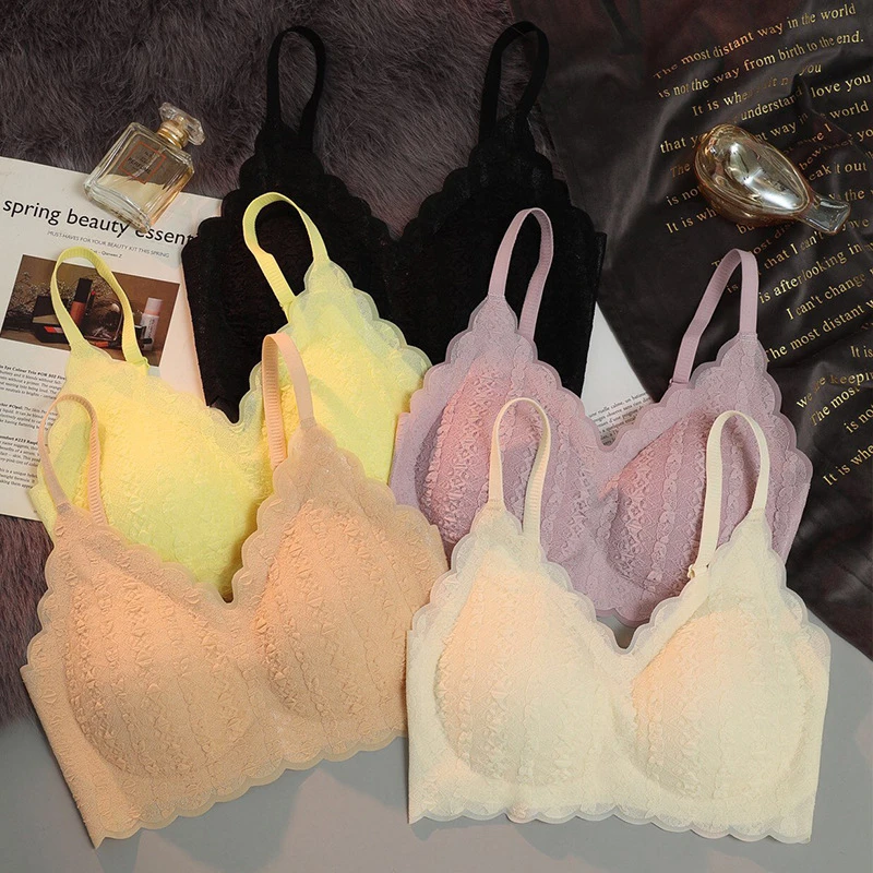 云朵泡泡蕾丝内衣女舒适无痕无钢圈提胸聚拢背心吊带