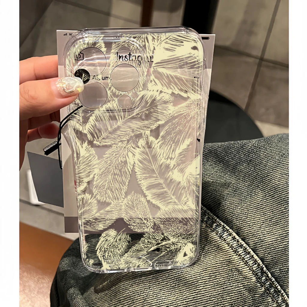 羽毛满屏适用苹果13/14手机壳iphone15pro12女11小米vivo华为oppo