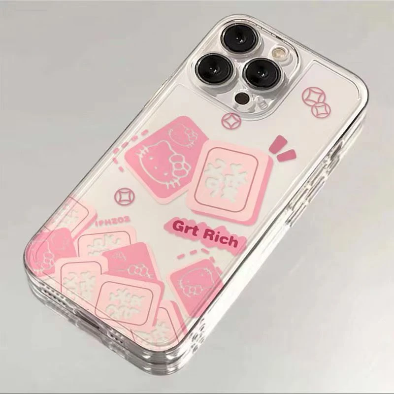 发财kt猫适用苹果13/14手机壳iphone15pro12女11小米vivo华为oppo