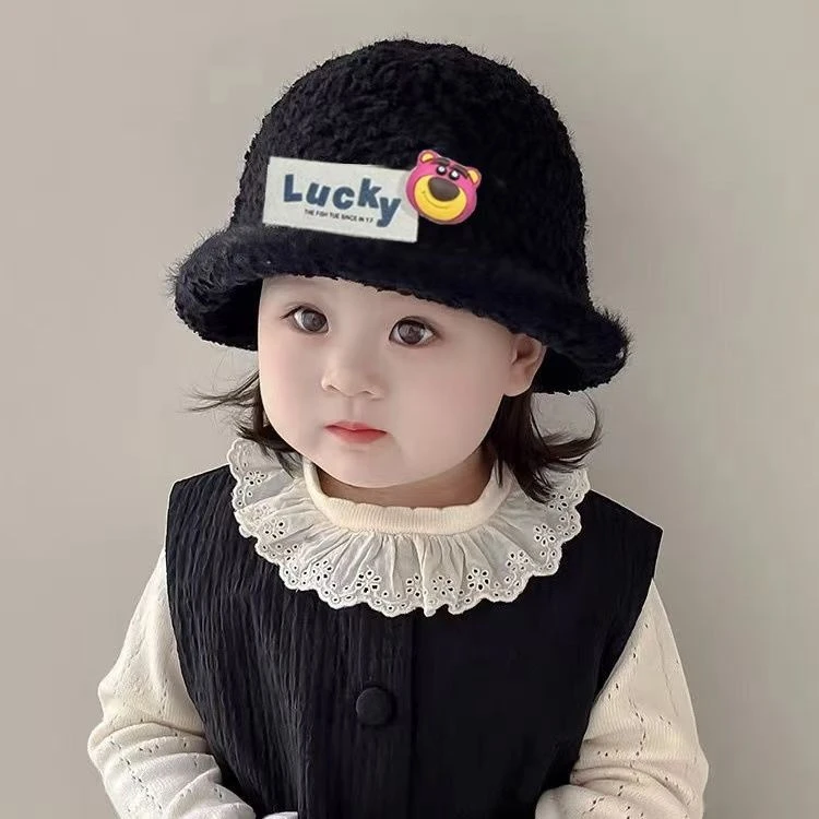 韩版儿童帽子秋冬季女童渔夫帽新款保暖百搭针织休闲水桶盆帽卡通