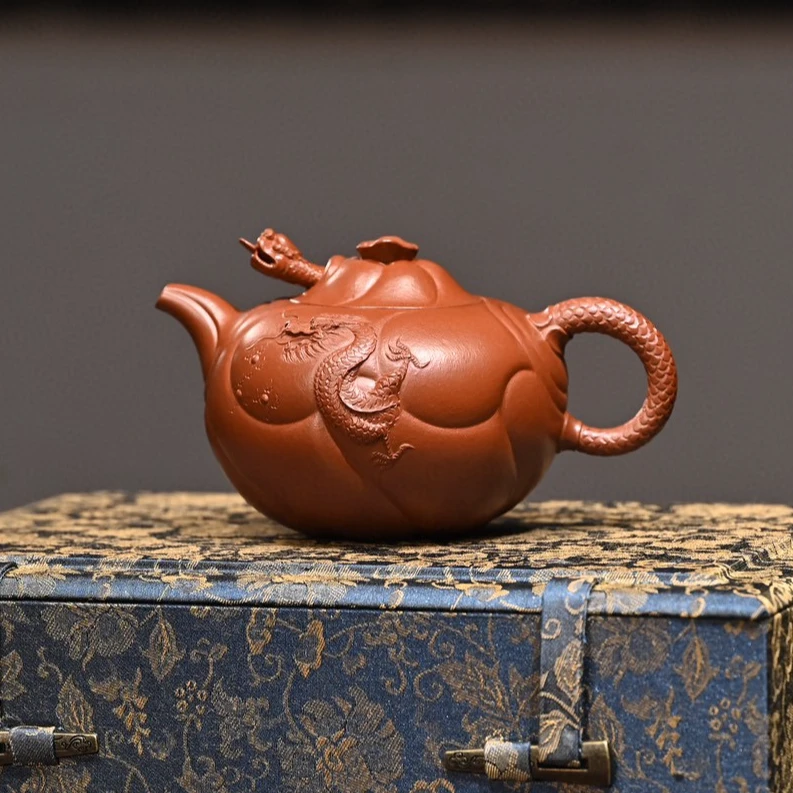 实力派陶手 王克克 鱼化龙壶 ​ ​原矿朱泥 ​ ​200ml 全手工制作