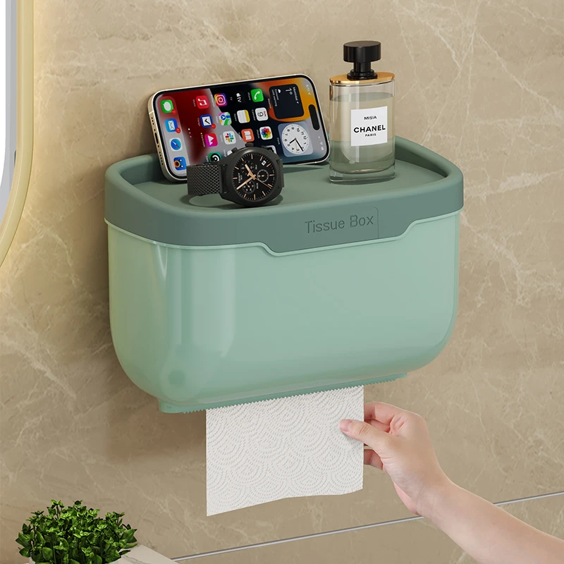 华良防水纸巾盒厕所浴室卫生间壁挂式置物架收纳抽纸盒家用纸巾筒