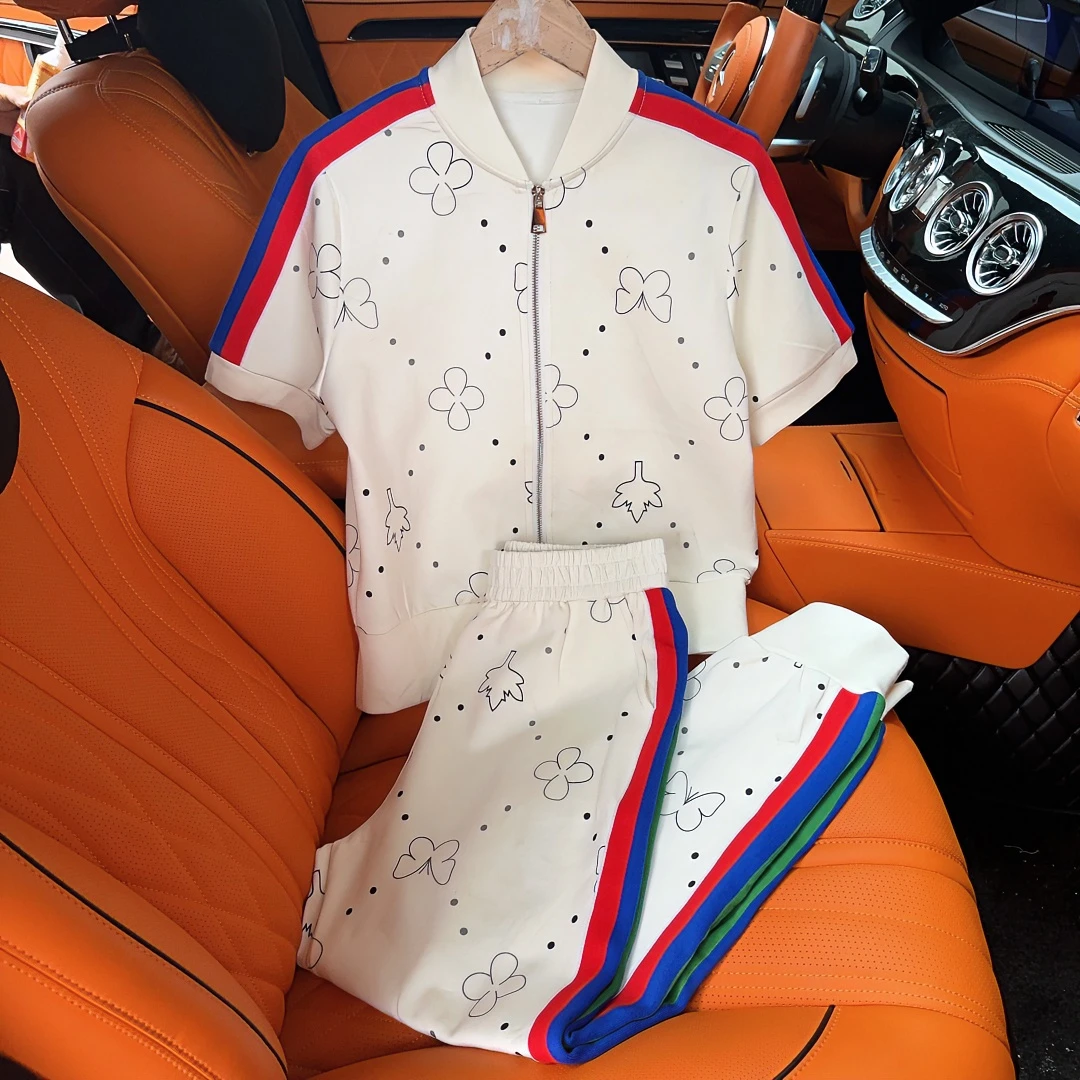 197#深圳南油原创气质白色时尚休闲夏季潮流宽松洋气潮牌女套装