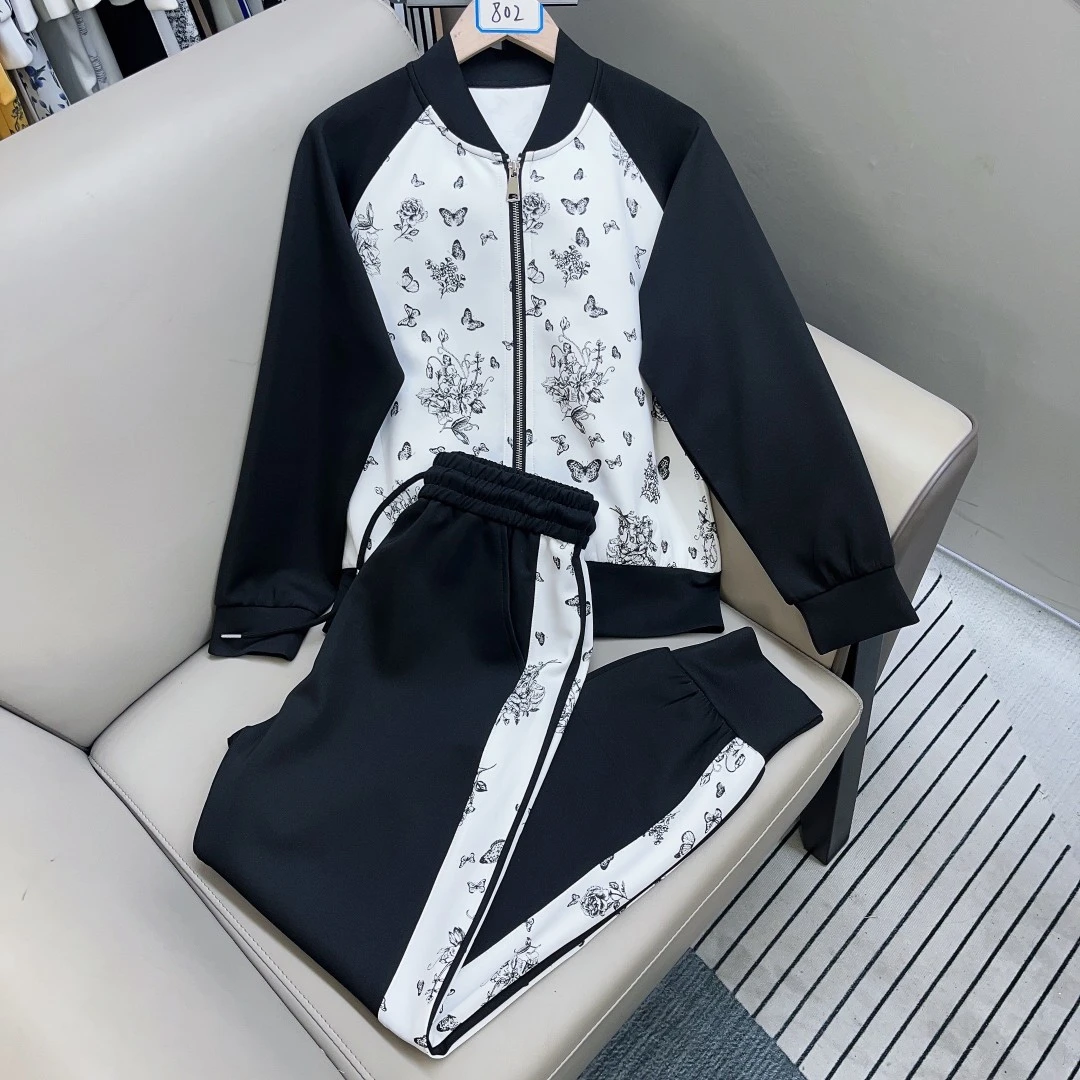 【清】673#深圳南油原创2025洋气显瘦气质运动设计师春秋季套装