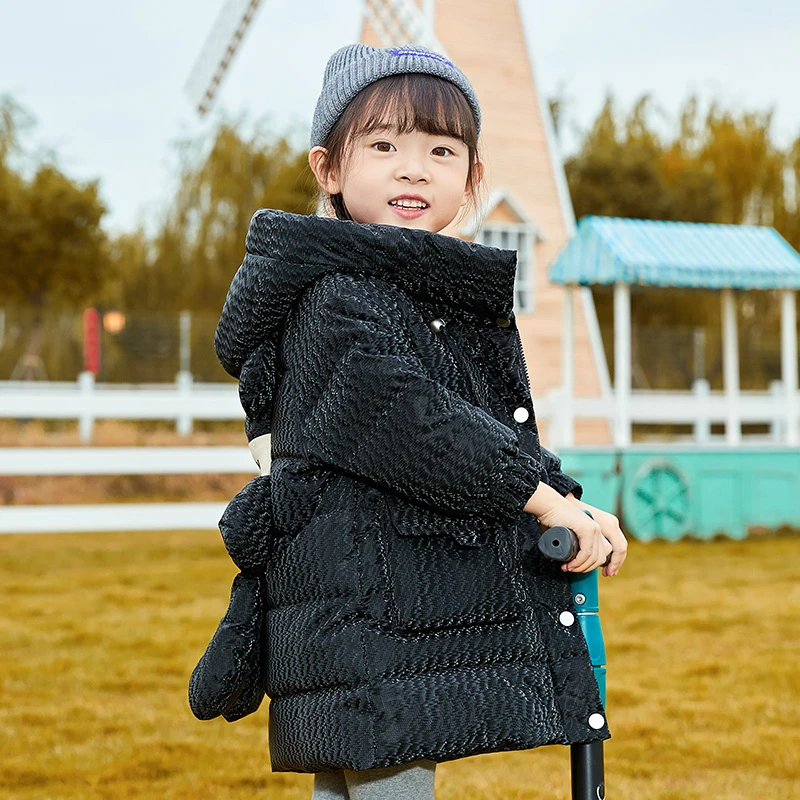 女童羽绒服2023新款儿童中长款冬季女孩宝宝加厚中大童装免洗外套