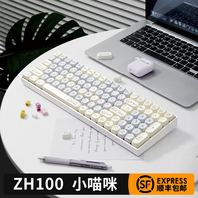 佐赫ZH100小喵咪机械键盘有线无线蓝牙客制化电竞办公静音轴女