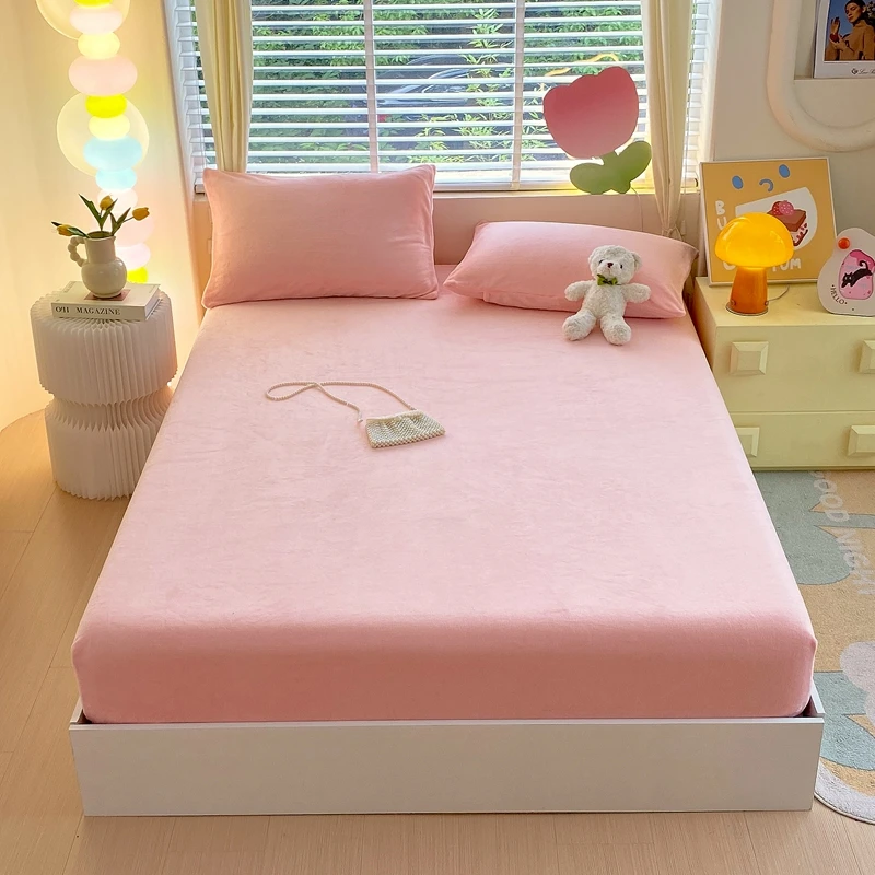 加厚保暖法莱绒宝宝绒牛奶绒水晶绒单品床笠加绒纯色机洗机洗简约