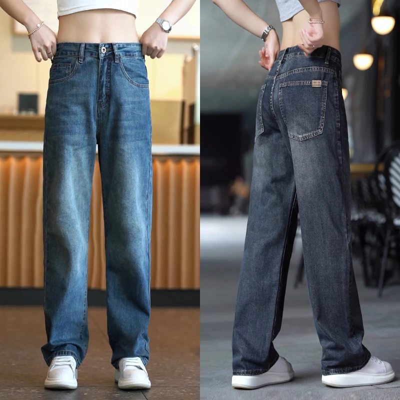 美式复古牛仔裤男款时尚百搭痞帅直筒长裤男春季潮流个性休闲裤子