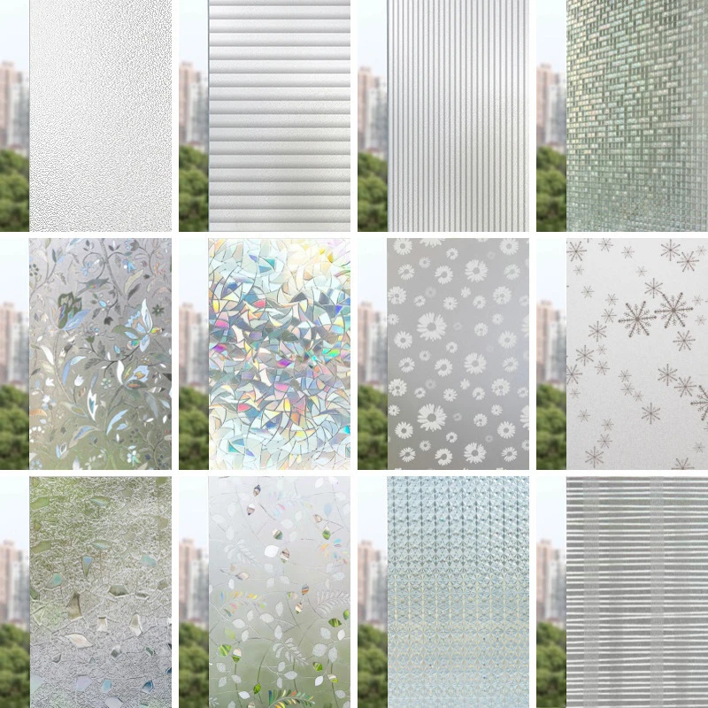 防静电免胶玻璃贴膜卫生间浴室窗户防窥遮阳透光窗花贴纸一件代发