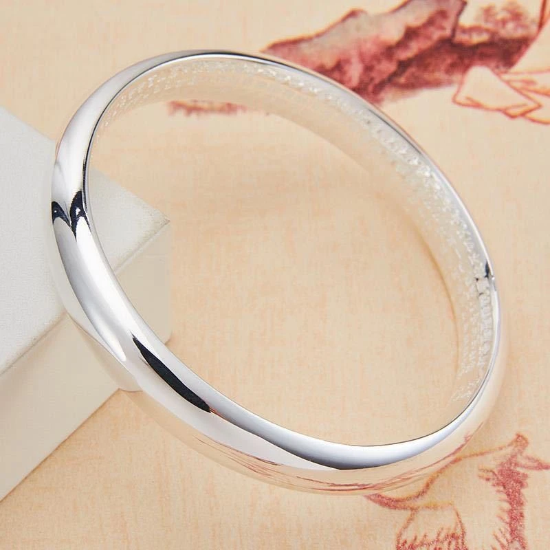 足银银制品 光面闭口心经贵妃手简约镯传承亮面时尚女款素【A15】