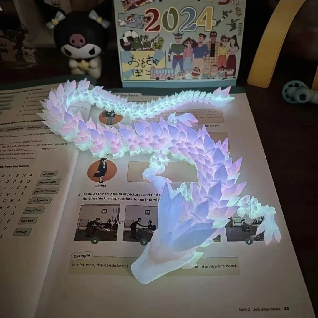 【逗奶】炫酷夜光龙带翅膀全关节可动吸收紫外线可变光龙玩具摆件