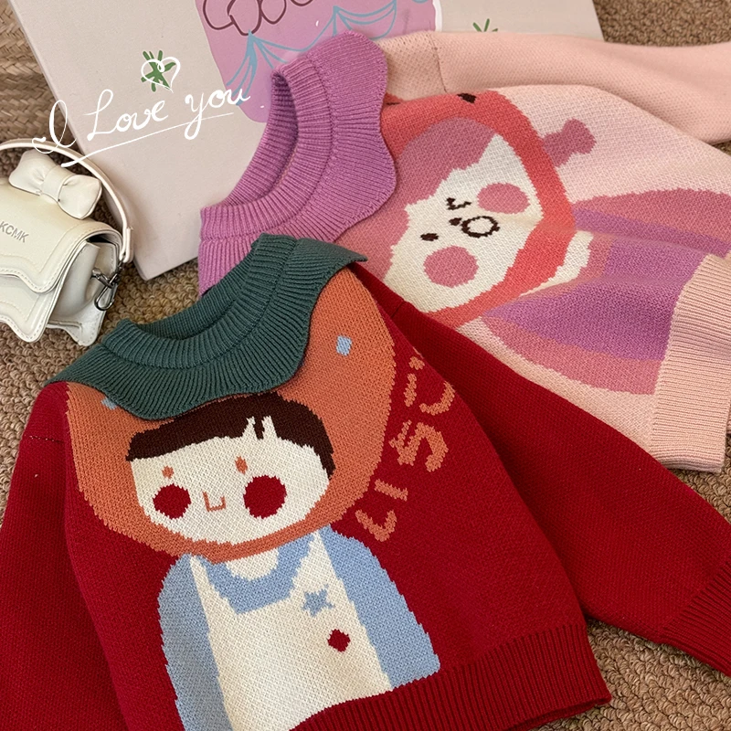 【反季专场】小O爸女婴童 GFD316028 冬款圆领可爱洋气秋冬毛衣