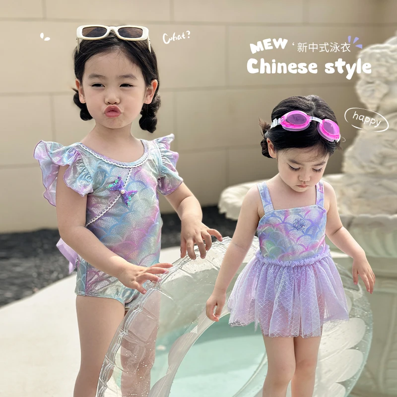 陈大猪女婴童 夏季新中式连体 泳衣洋气套装 LUSON GKX48130