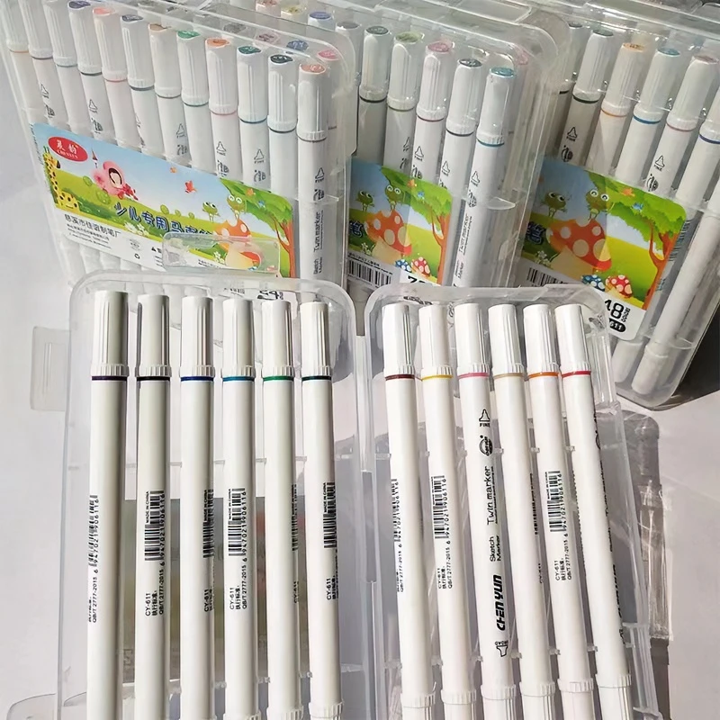 双头马克笔24色学生美术生专用36色12色细头勾线笔儿童彩色绘画笔