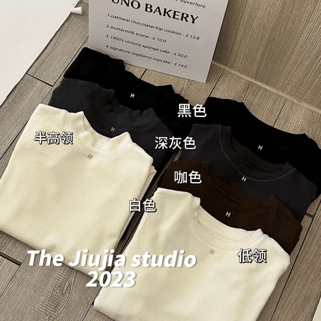磨毛澳绒打底神器~【JIUJIA】百搭简约圆领长袖打底34B02