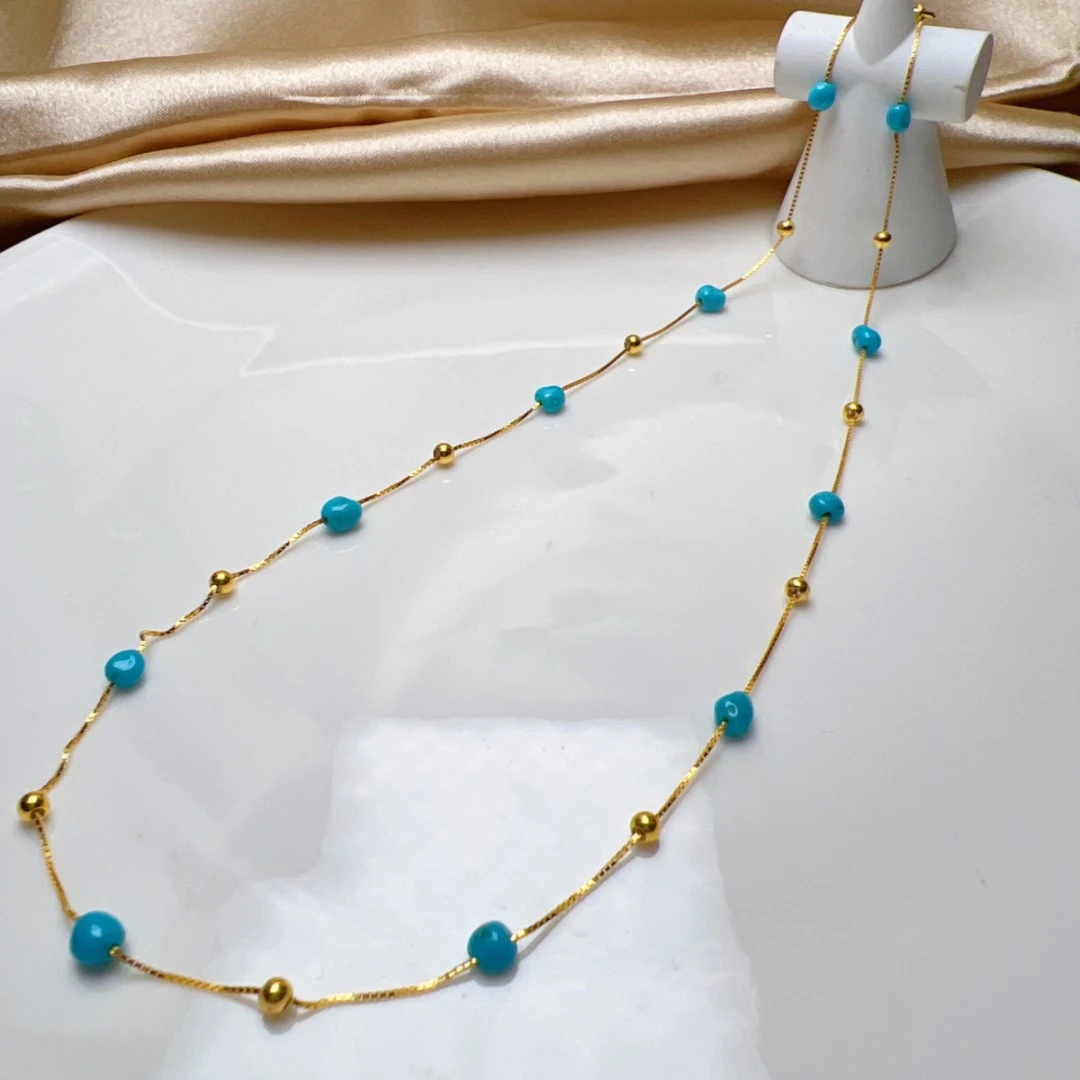 【大亿珠宝】天然绿松石美松满天星项链颈链