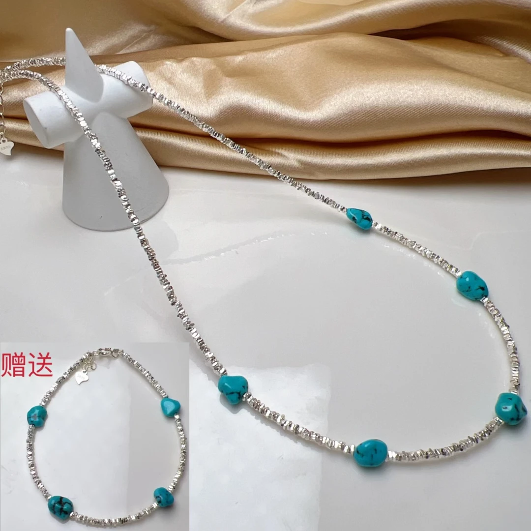 YX天然原创松石碎银925项链手链【大亿珠宝】