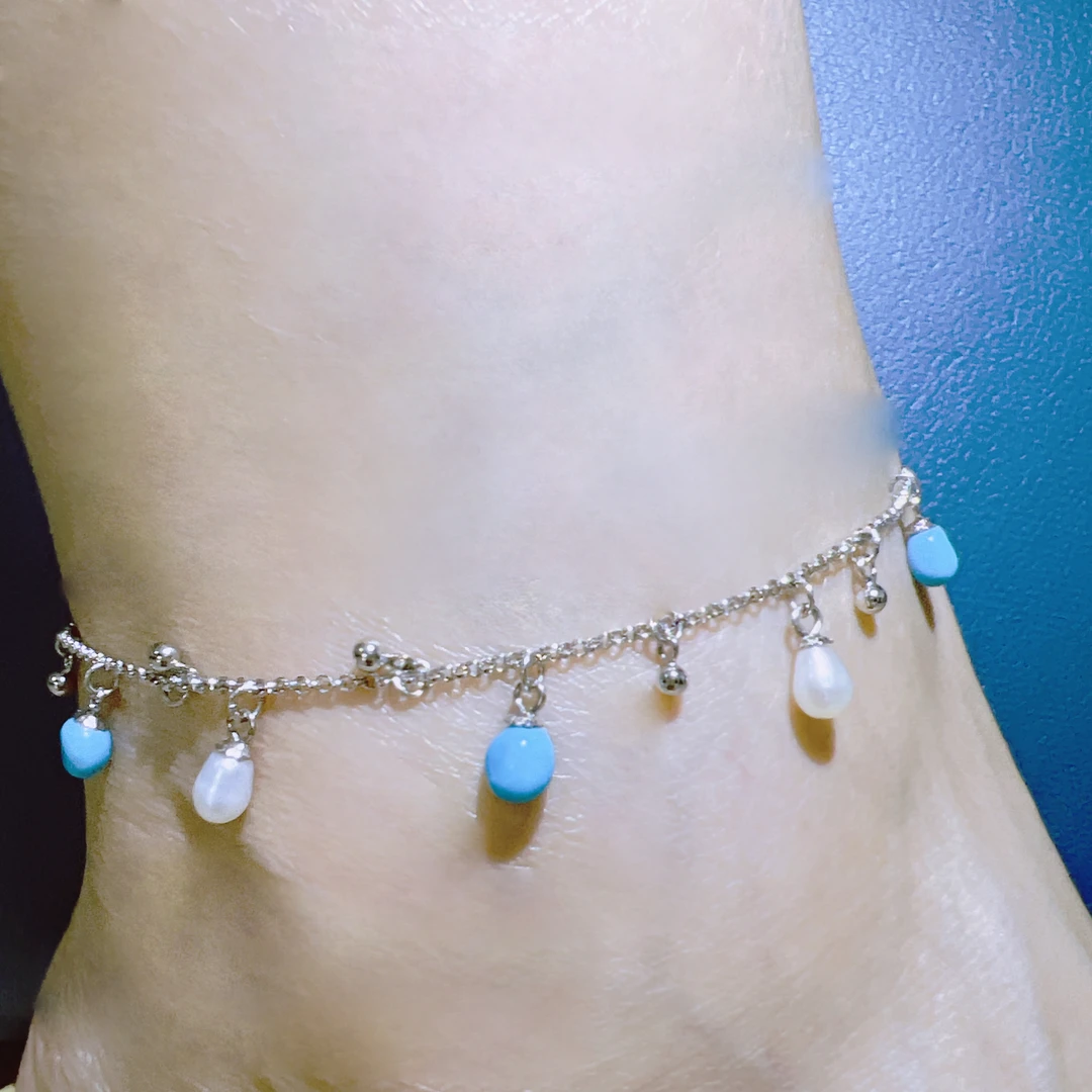 绿松石手链原矿高瓷籽料精致蓝色时尚铃铛手脚链多样性随发一条