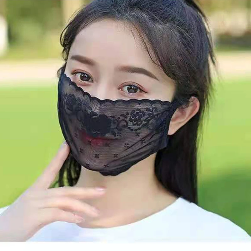 夏季蕾丝薄款透气防晒面纱