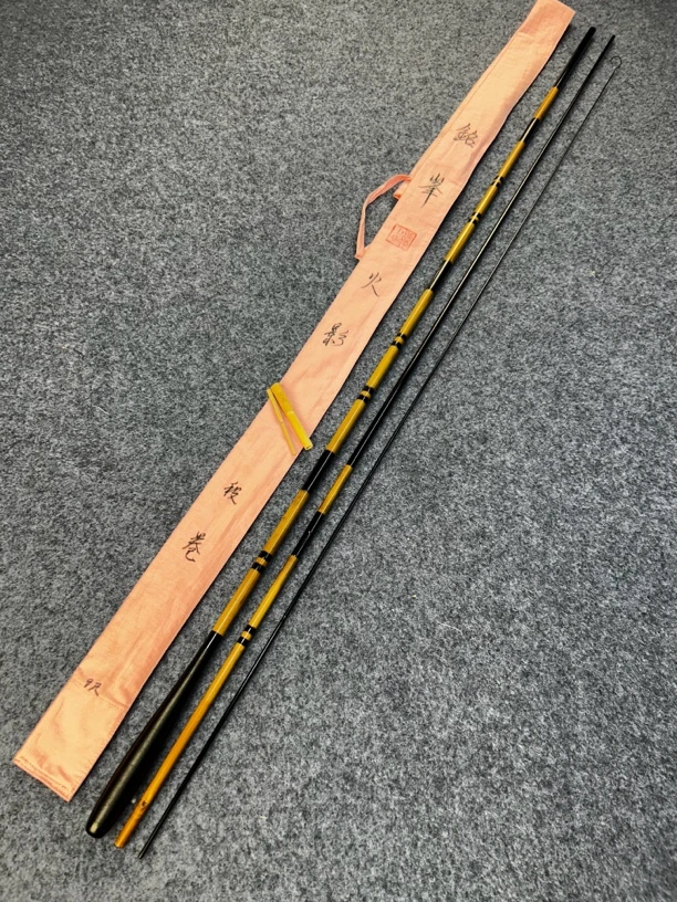 45#手工竹碳融合杆 9尺元径10先径1.2收纳100 段卷线把