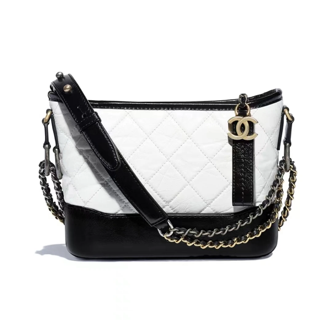 99新 Chanel/香奈儿 流浪包白拼黑小号/黑金小号/黑金中号24开