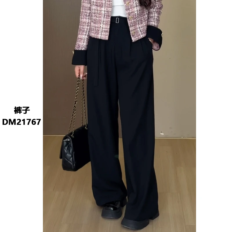 DM21767【美式轻氧】秋季高腰显瘦百搭休闲宽松外穿垂感直筒裤 YY