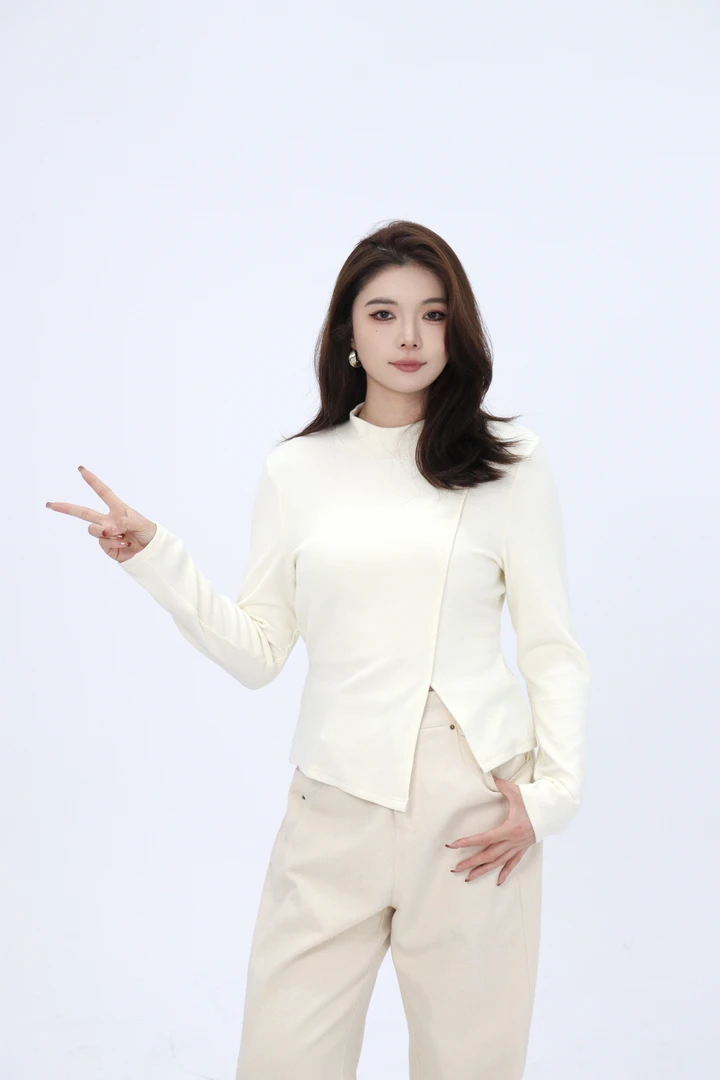 WW【暖宝】秋季半高领设计舒适不勒脖保暖打底修身毛衫上衣DM21910