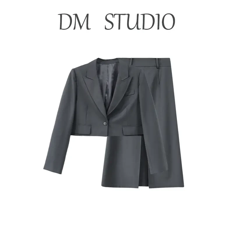 DM16592【英伦少女】高腰A字版型遮胯显瘦松紧精致耐看时尚套装