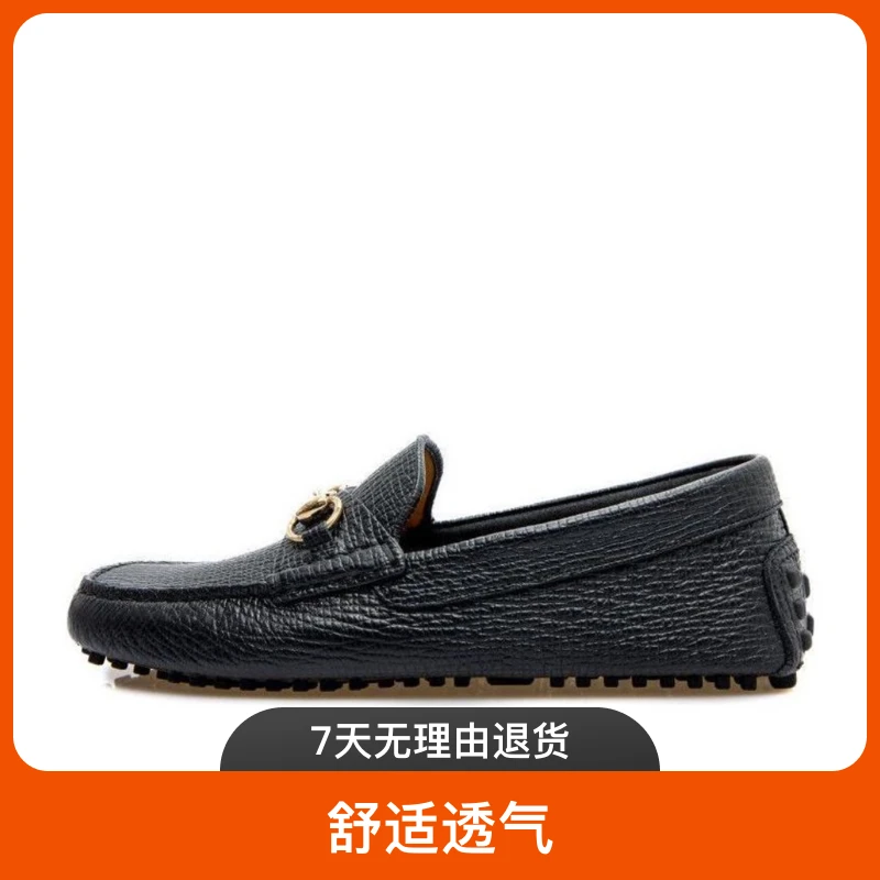全新未使用 GUCCI/古驰 古驰 圆鼻子 正面金色马衔扣 休闲鞋 黑色