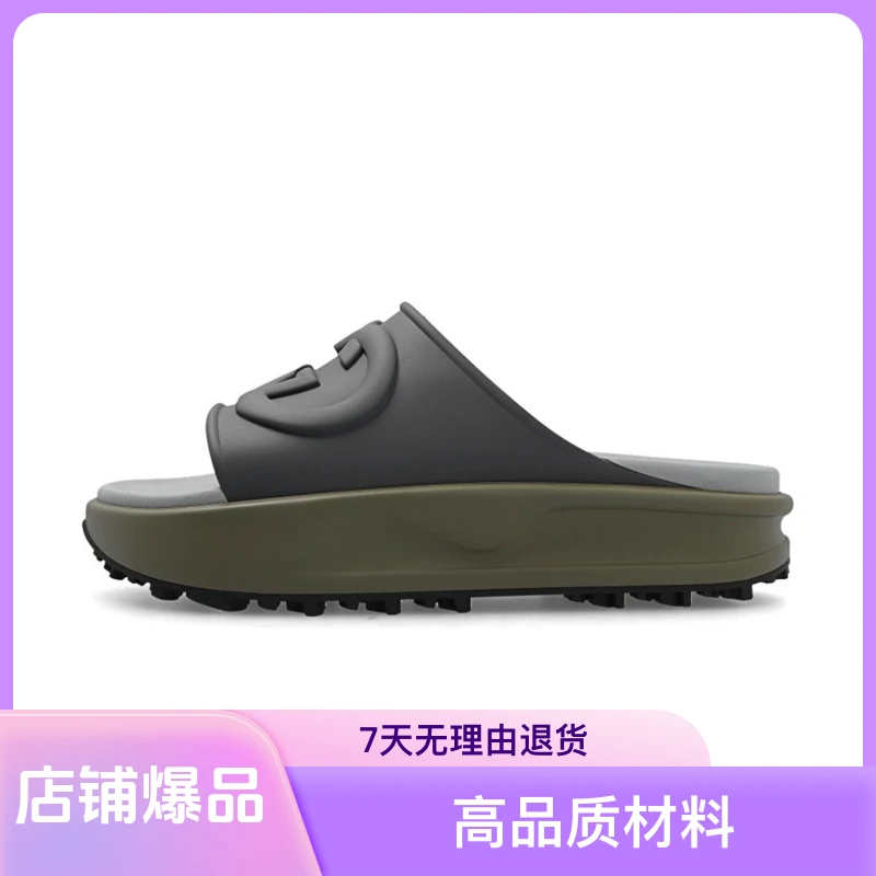 全新未使用 GUCCI/古驰 古驰 双G系列 一字拖鞋 男款 灰色 凉拖鞋
