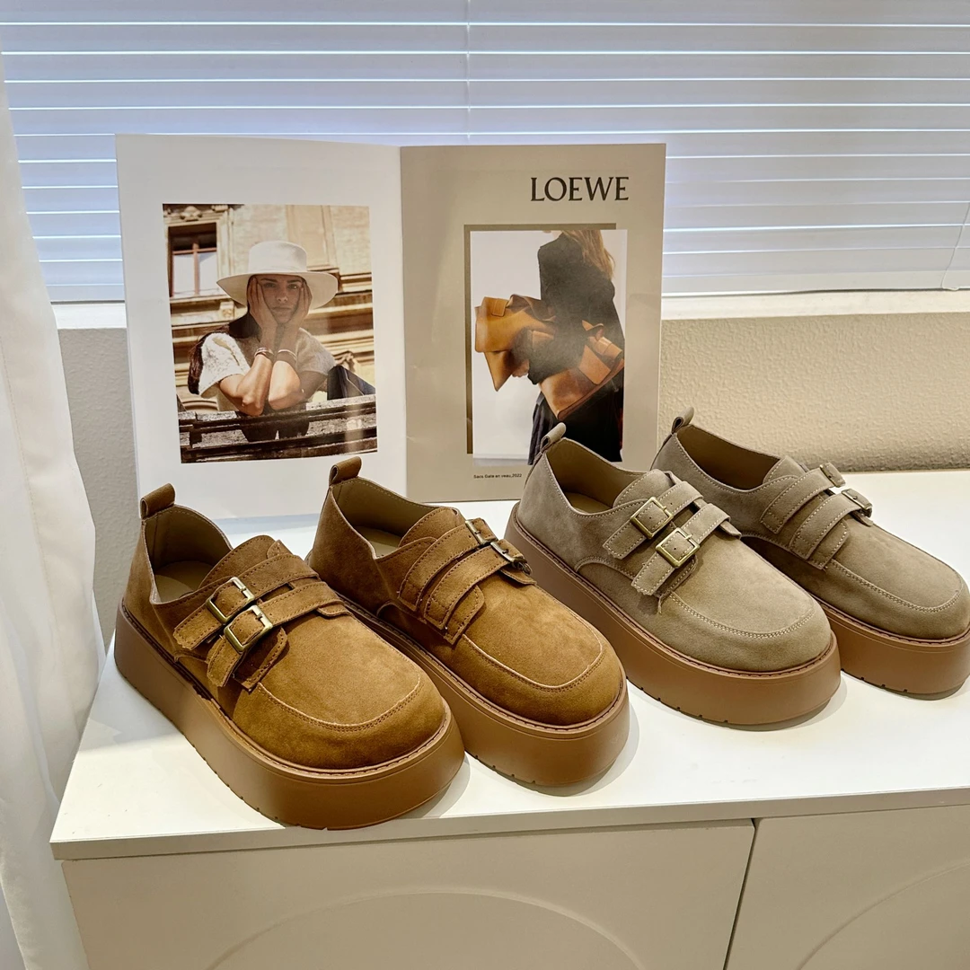 一脚蹬女鞋2024爆款厚底勃肯鞋春秋小个子增高复古博肯鞋百搭单鞋