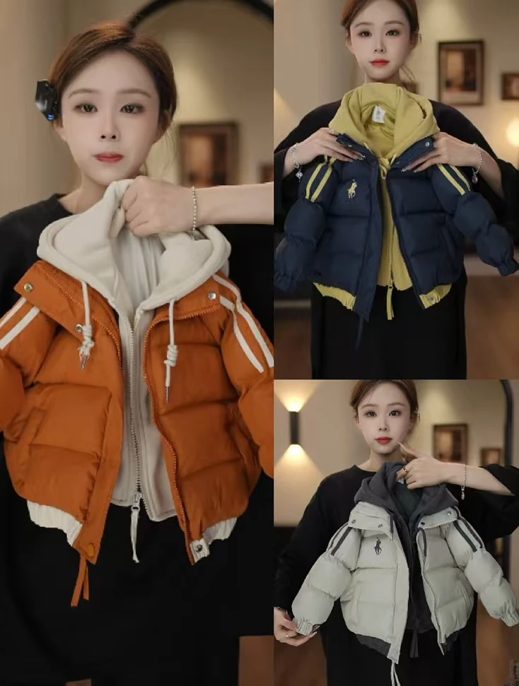 2024萌娃穿搭潮流时尚休闲假两件加棉加厚宽松保暖冬季外套58257