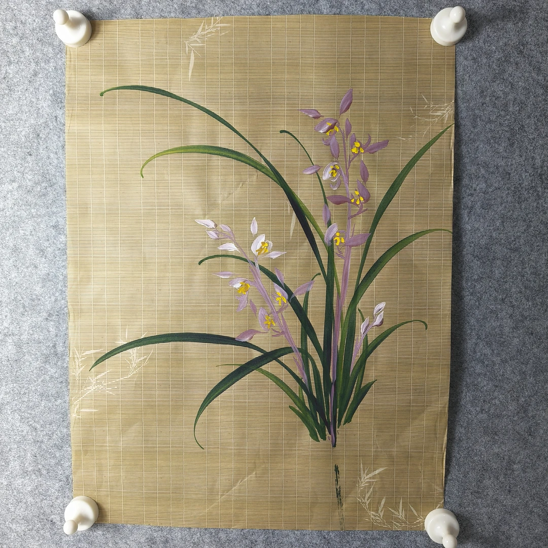 练习纸竹帘子宣纸画兰花写字