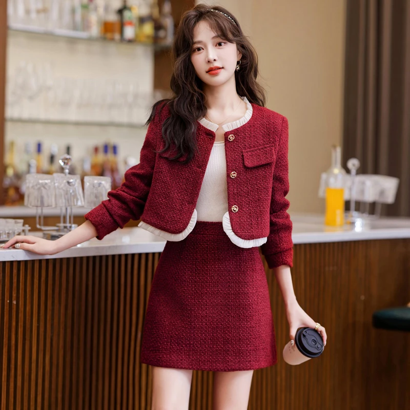 小香风短裙套装女春秋2025新款爆款高级感小个子时尚套装裙两件套