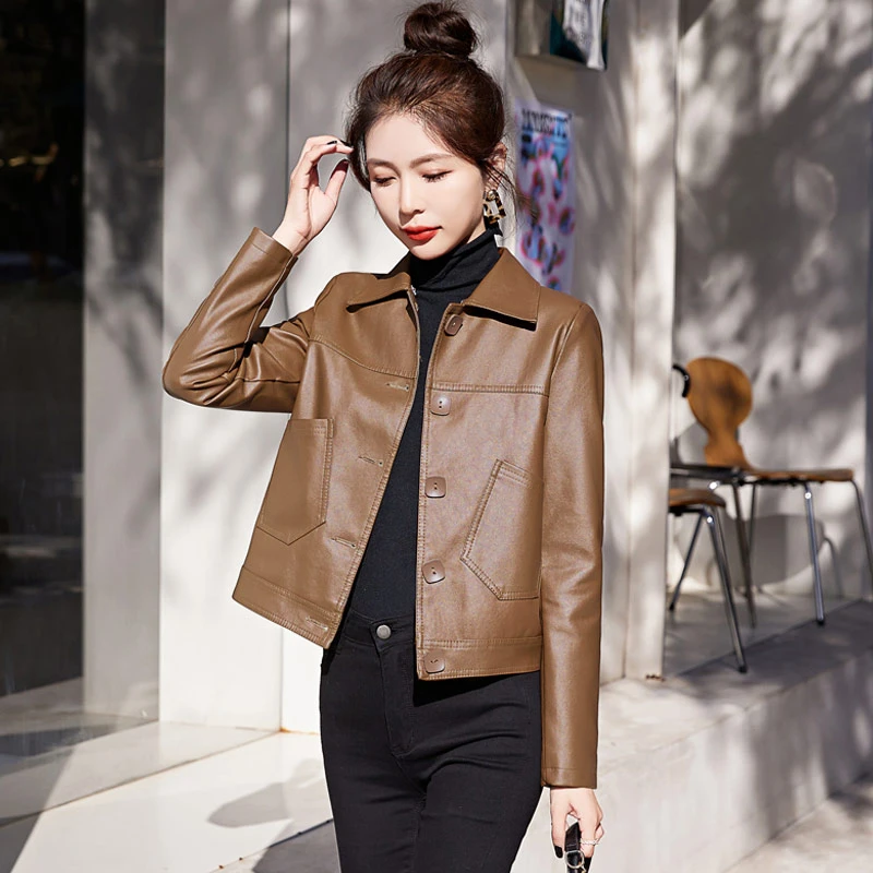 休闲小皮衣短外套女2025春秋季新款小个子时尚机车pu皮衣夹克短款